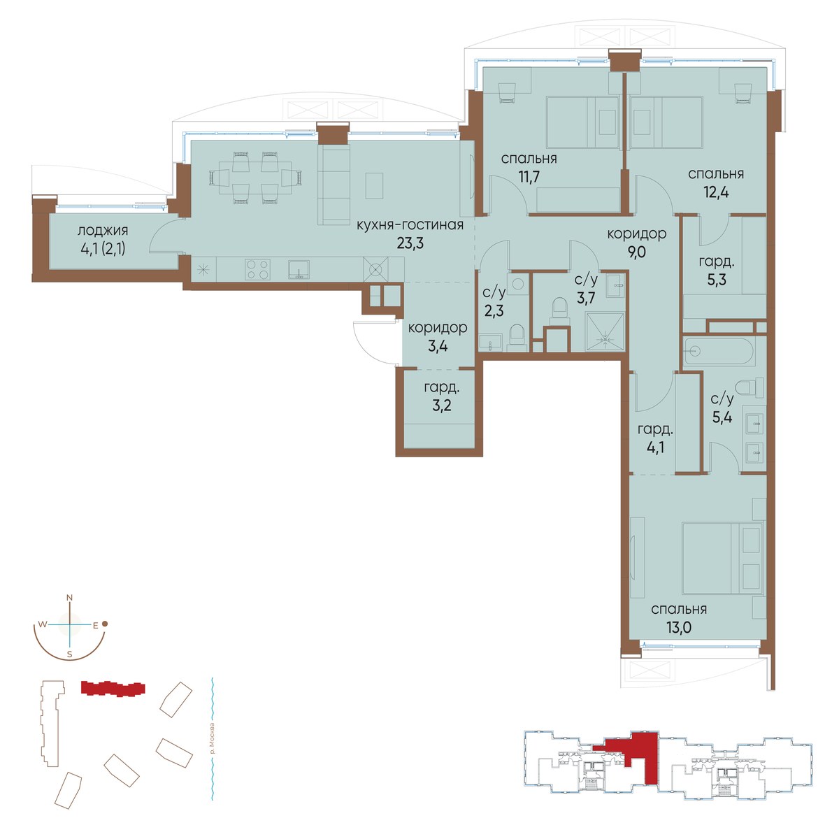 Планировка 98.9 м²