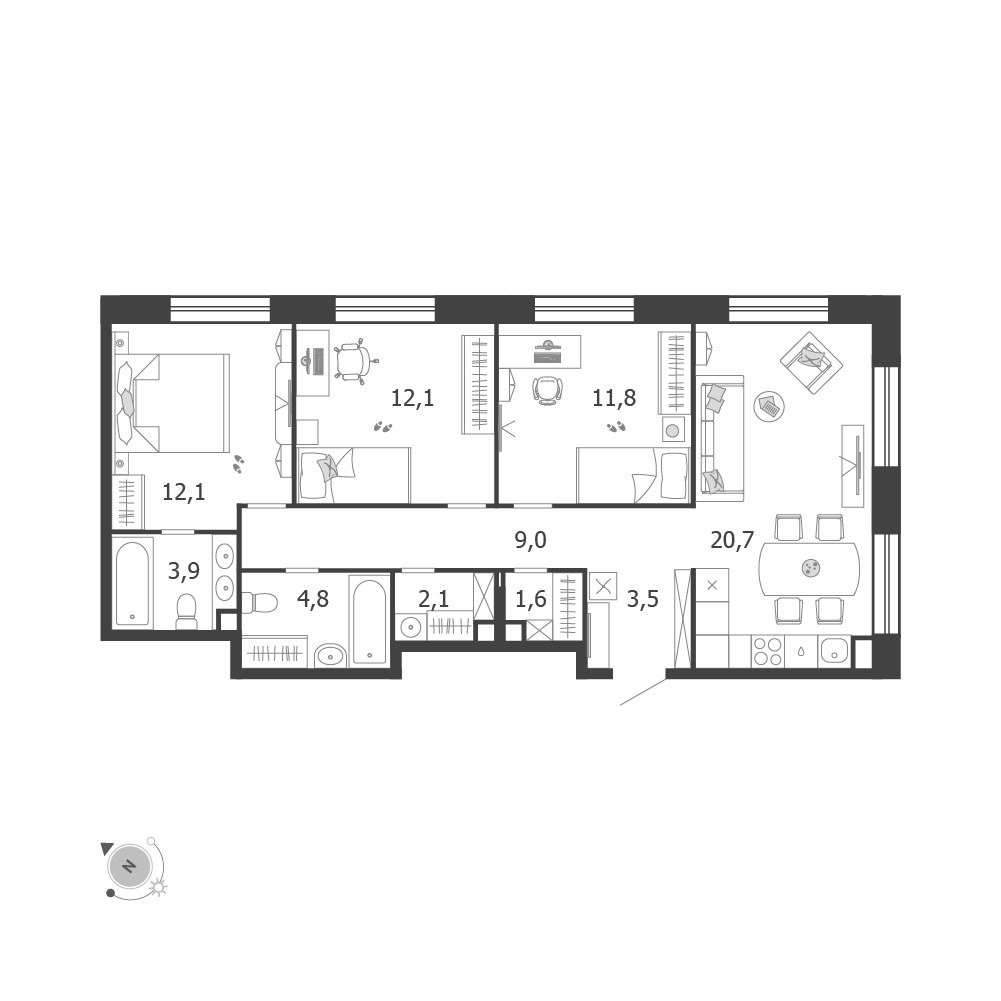 Планировка 81.6 м²