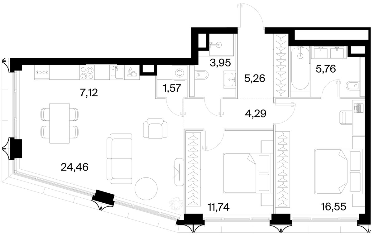 Планировка 80.7 м²