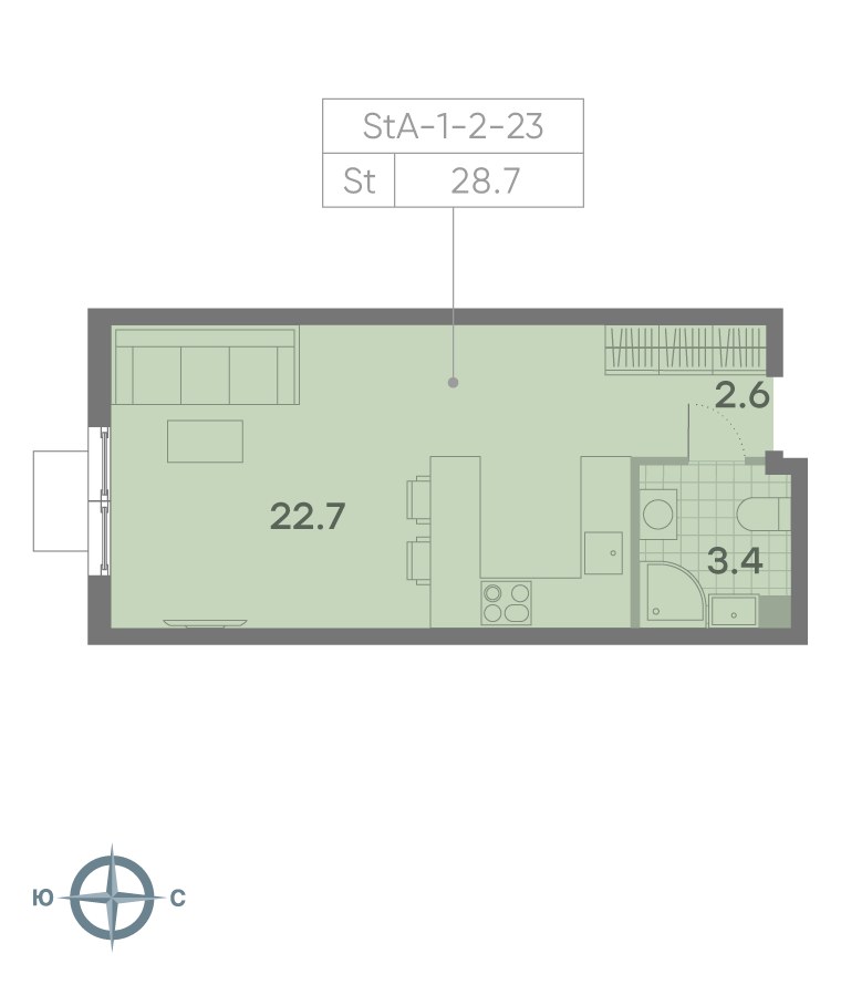 Планировка 28.2 м²