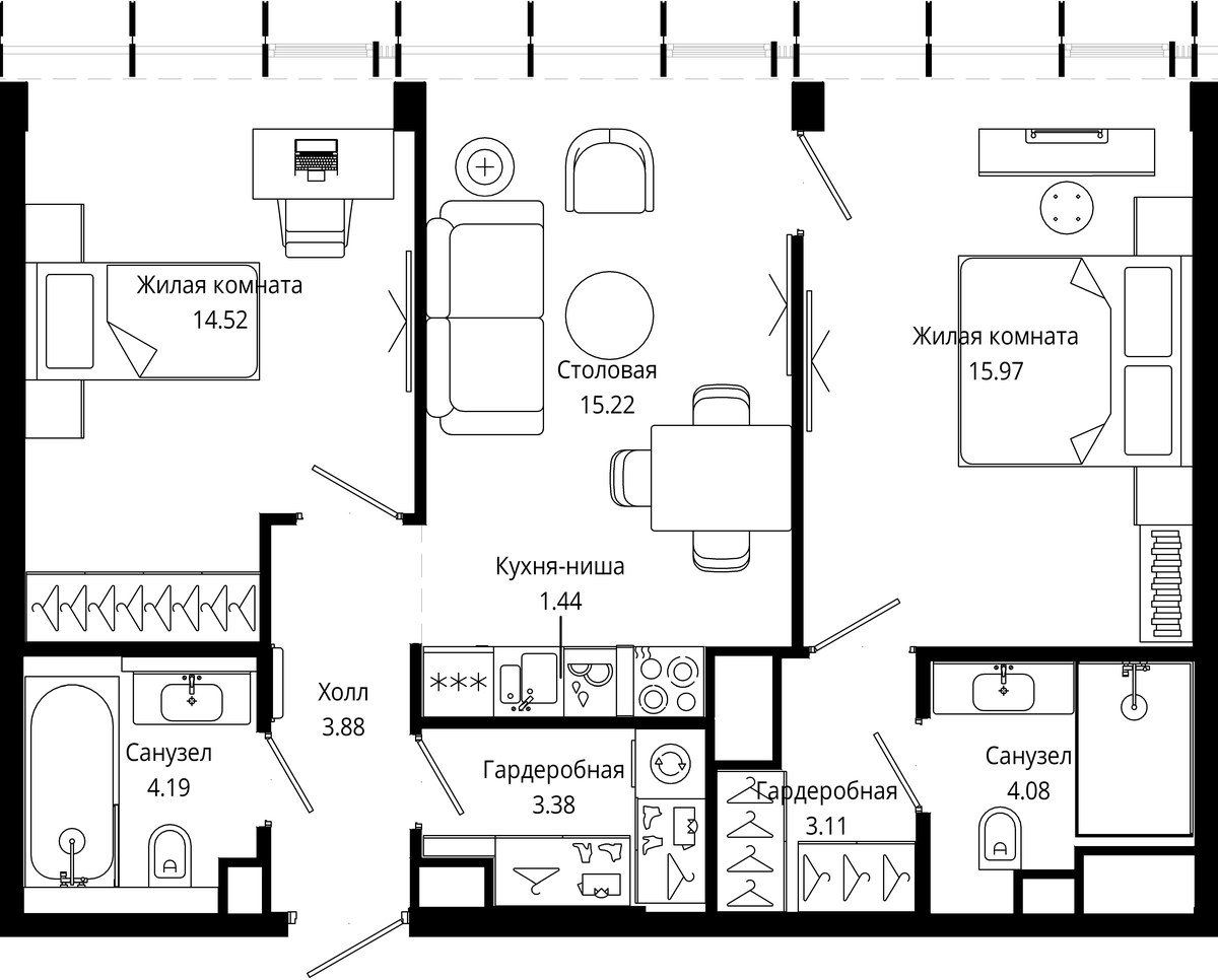 Планировка 65.9 м²