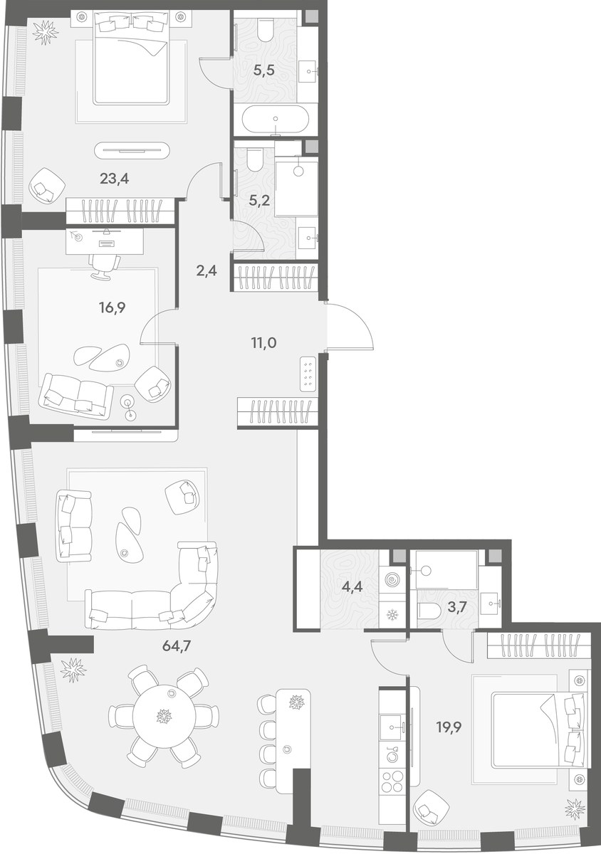 Планировка 157.03 м²