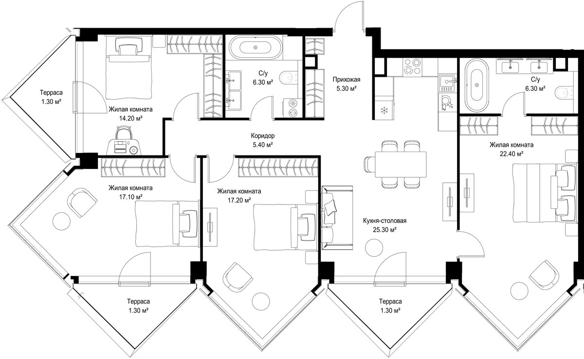 Планировка 123.4 м²