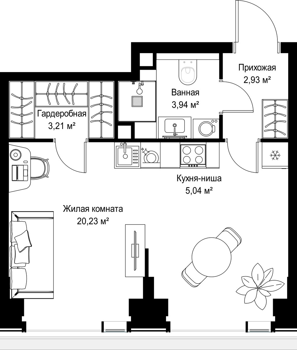 Планировка 35.35 м²