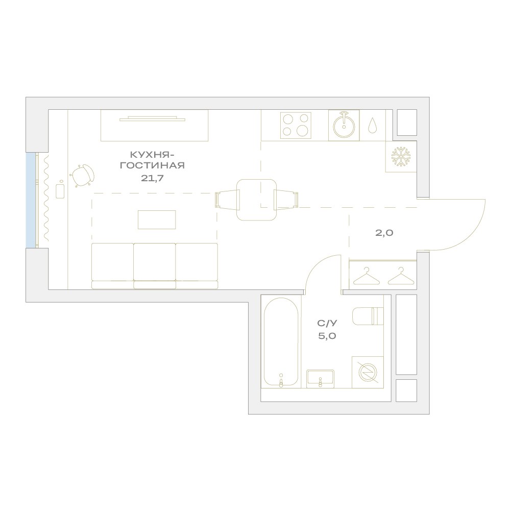 Планировка 28.7 м²
