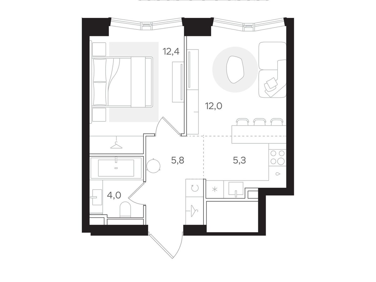 Планировка 39.5 м²