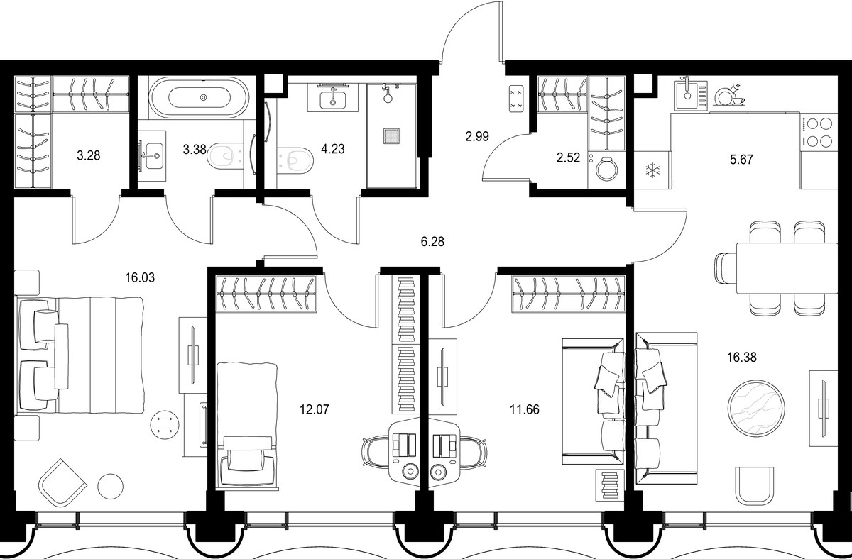 Планировка 84.49 м²