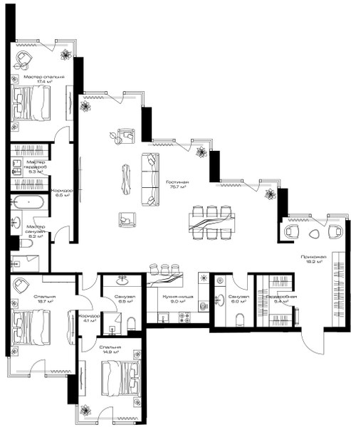 Планировка 195.9 м²
