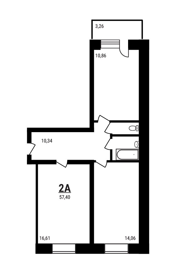 Планировка 57.4 м²
