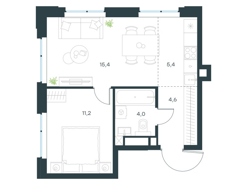Планировка 40.6 м²