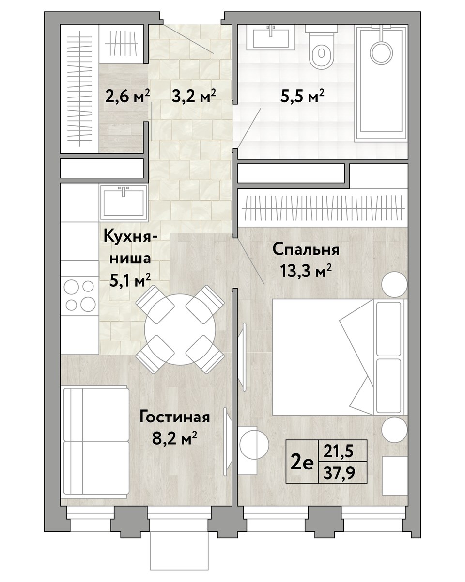 Планировка 37.9 м²