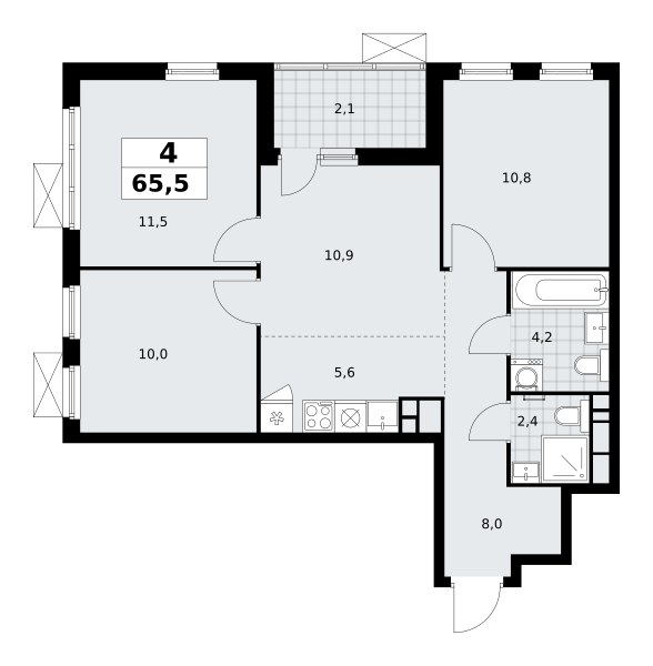 Планировка 65.5 м²