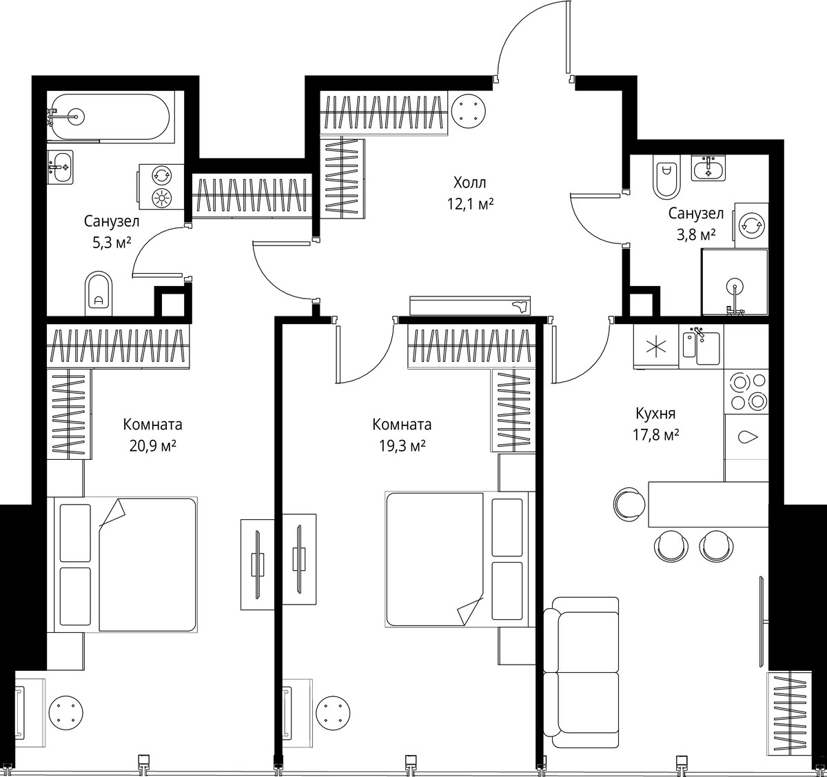 Планировка 79.2 м²