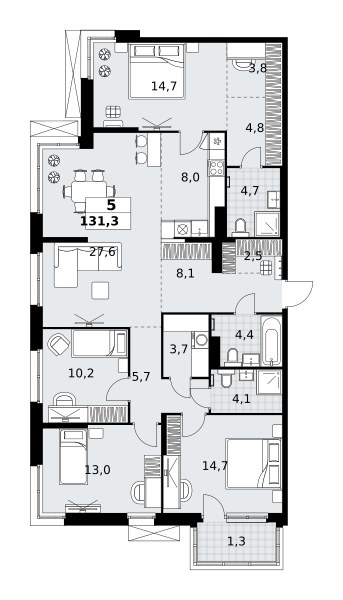 Планировка 131.3 м²