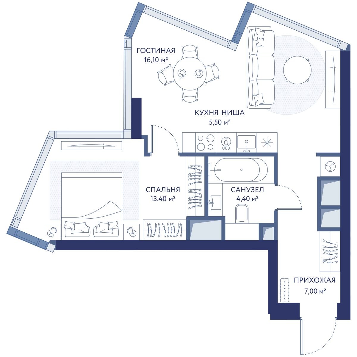 Планировка 46.4 м²