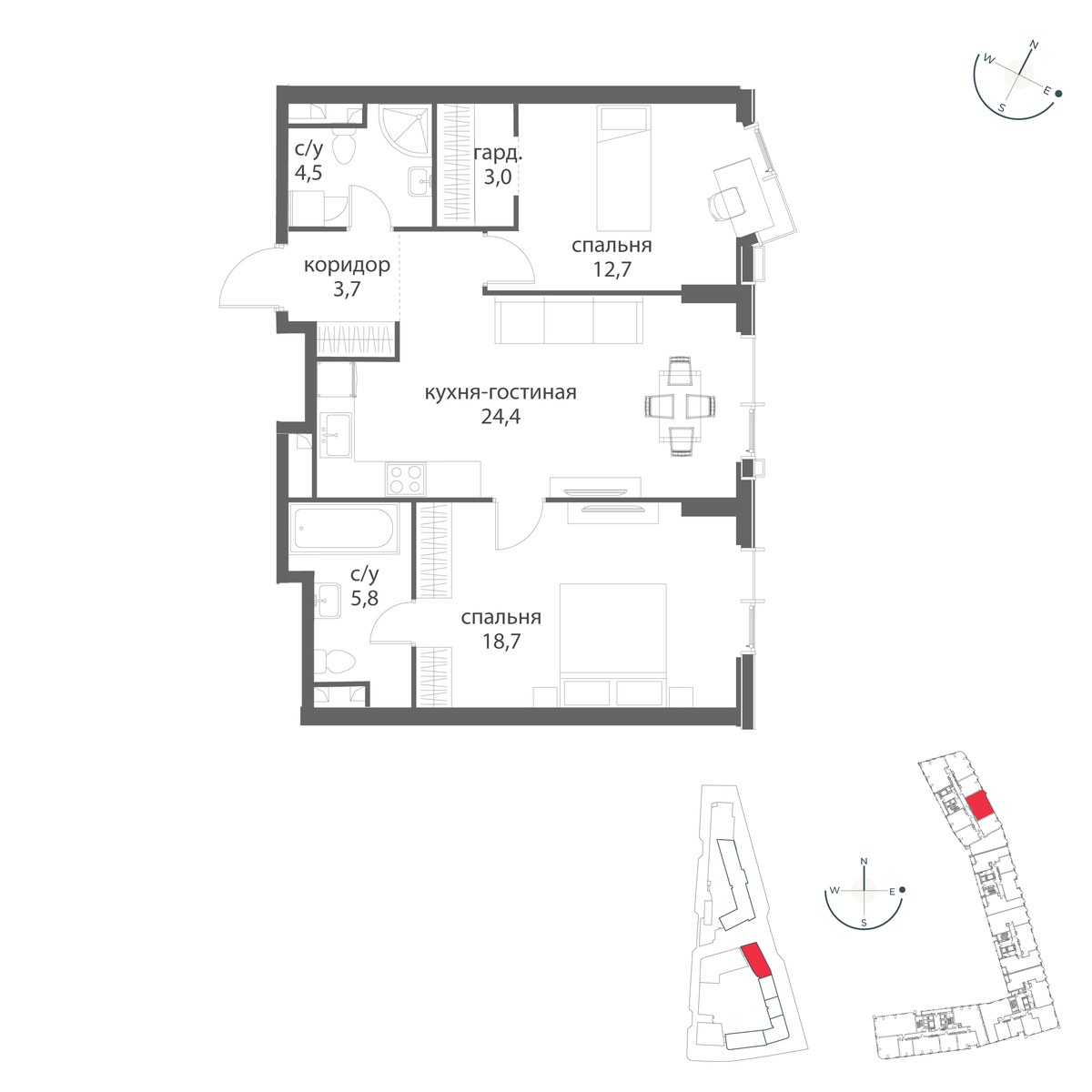 Планировка 72.8 м²