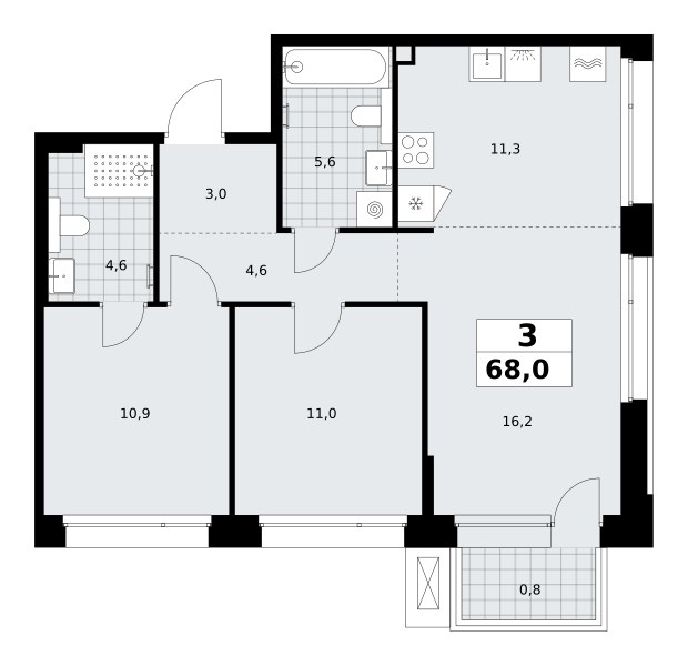 Планировка 68.0 м²