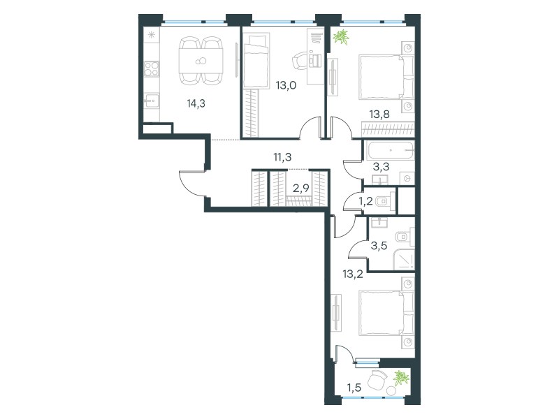 Планировка 78.0 м²