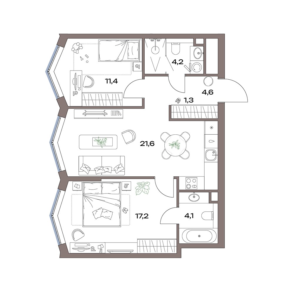 Планировка 65.4 м²