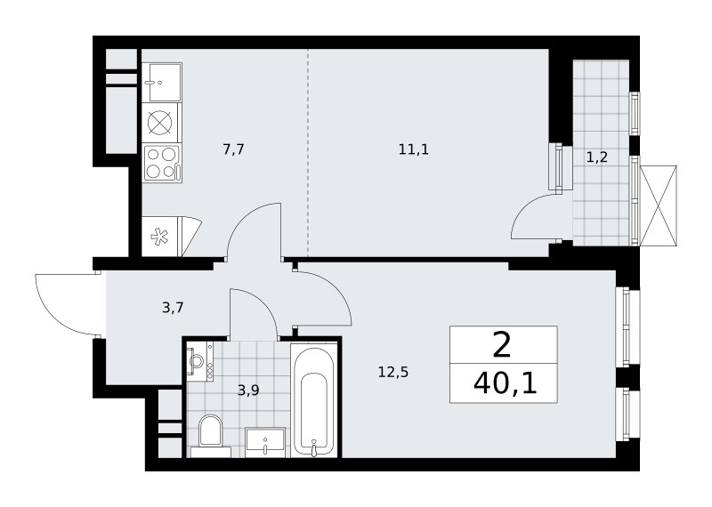 Планировка 40.3 м²