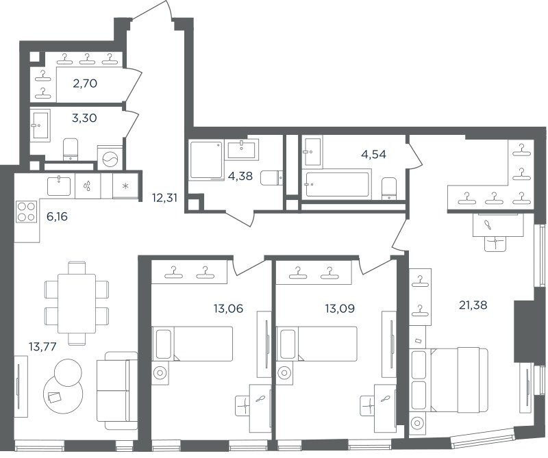 Планировка 94.69 м²