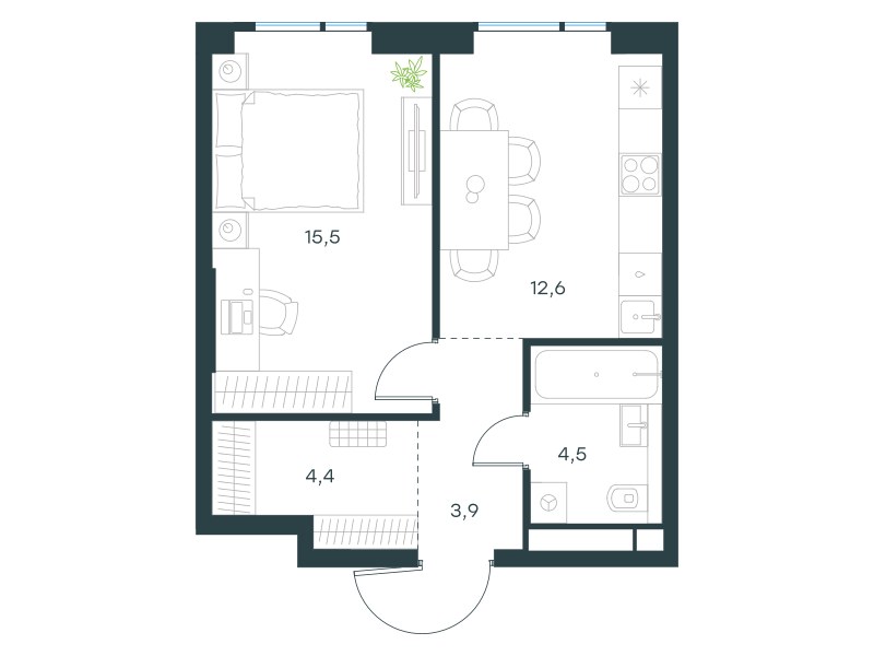 Планировка 40.9 м²