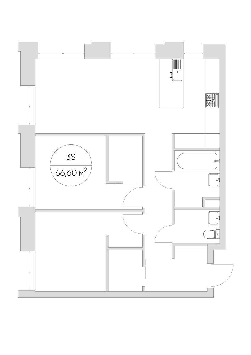Планировка 66.6 м²