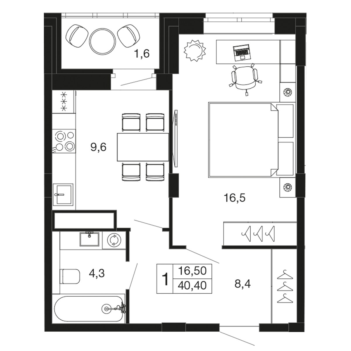 Планировка 38.8 м²