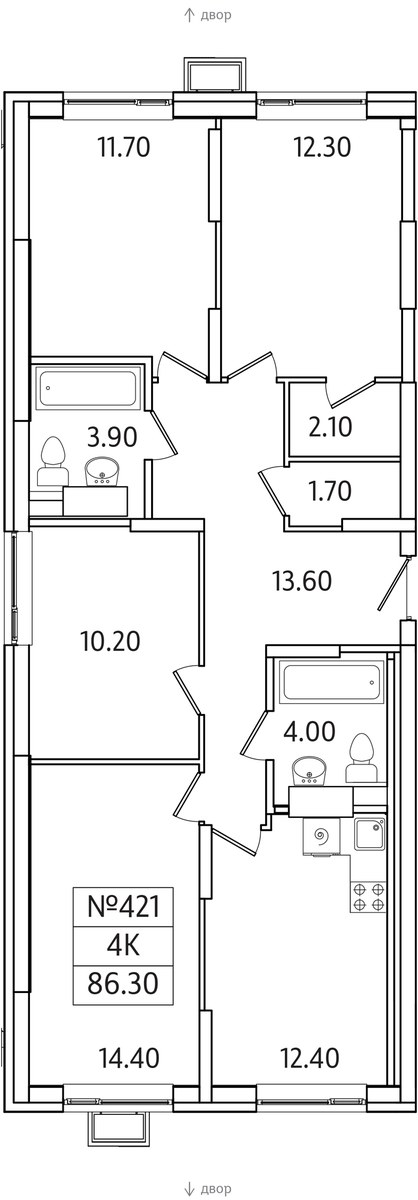 Планировка 86.3 м²