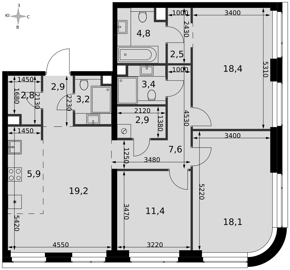 Планировка 103.1 м²