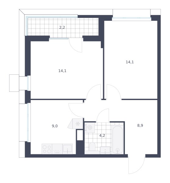 Планировка 52.5 м²