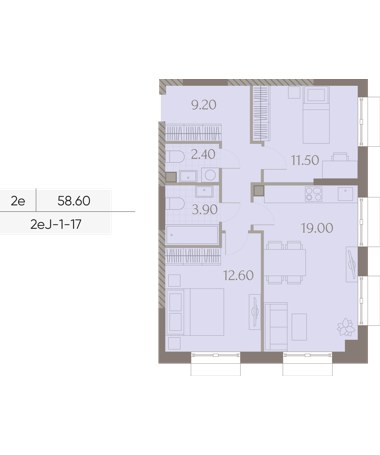 Планировка 58.6 м²