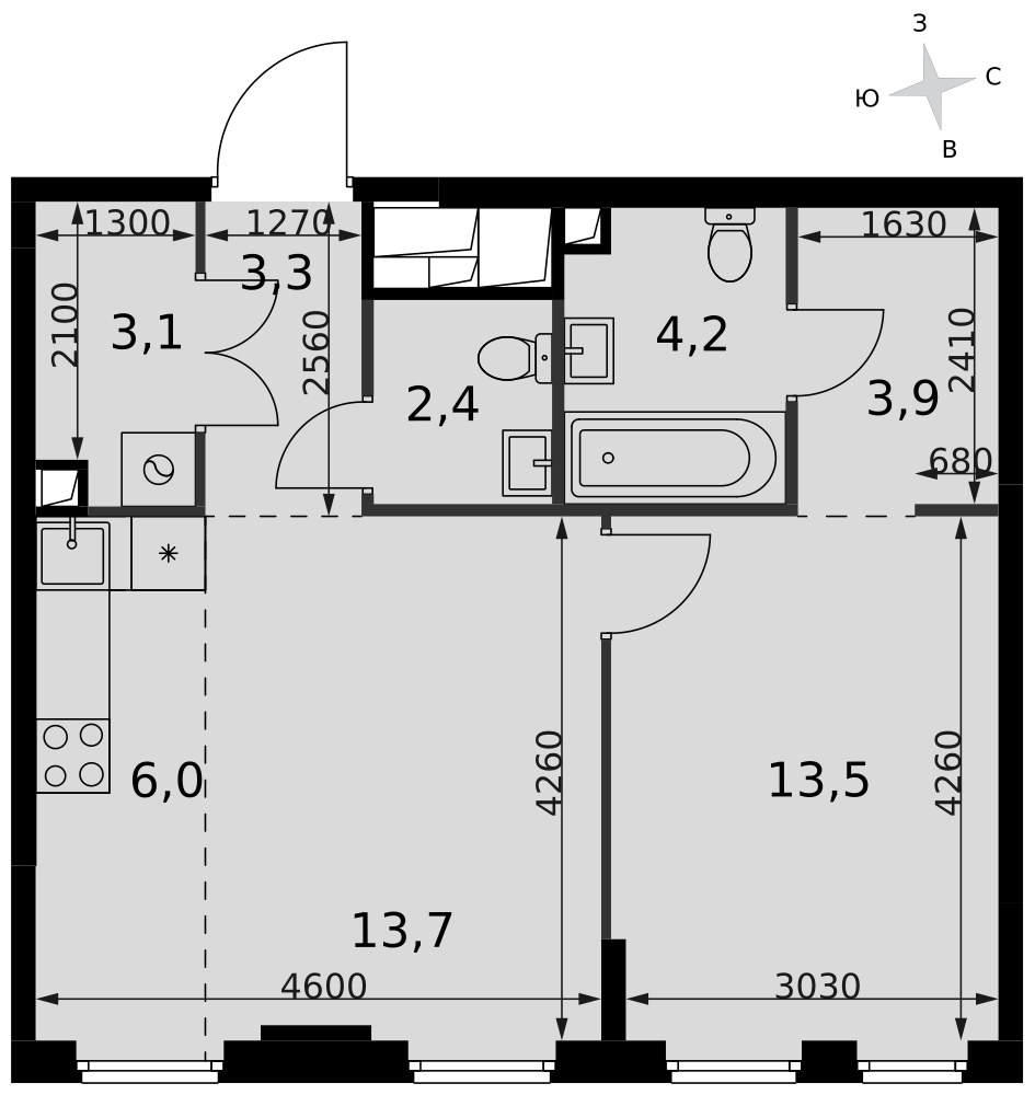 Планировка 50.1 м²