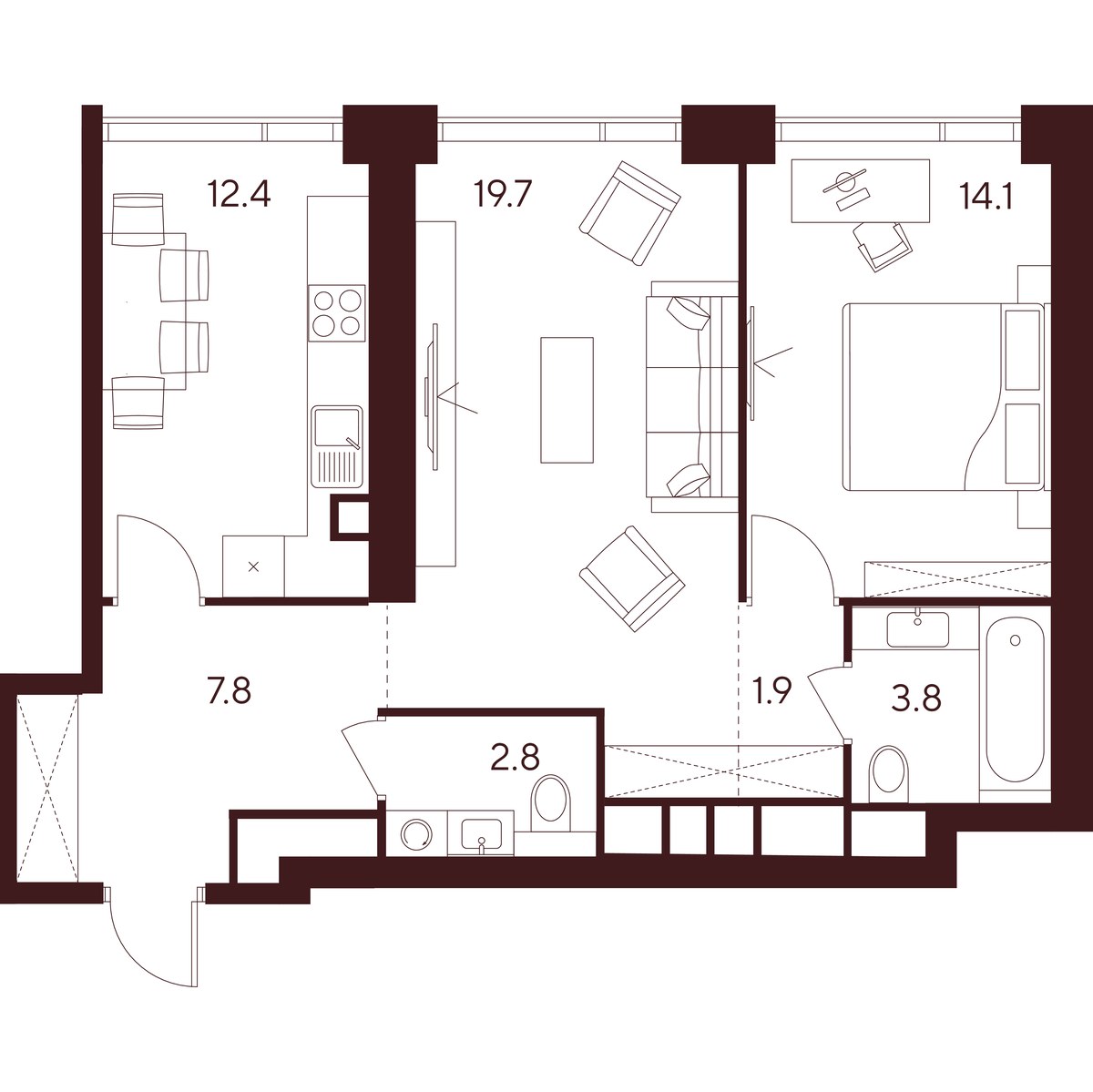Планировка 62.5 м²
