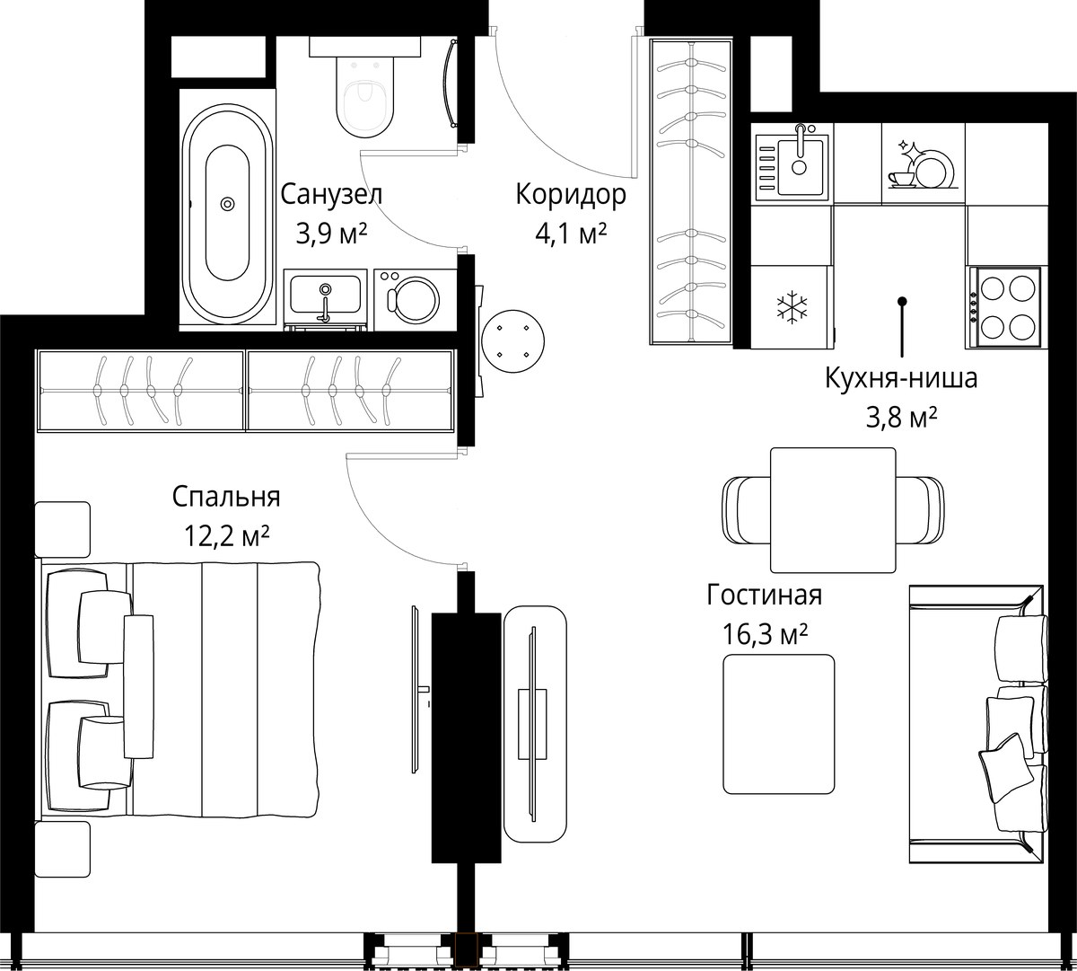 Планировка 40.3 м²