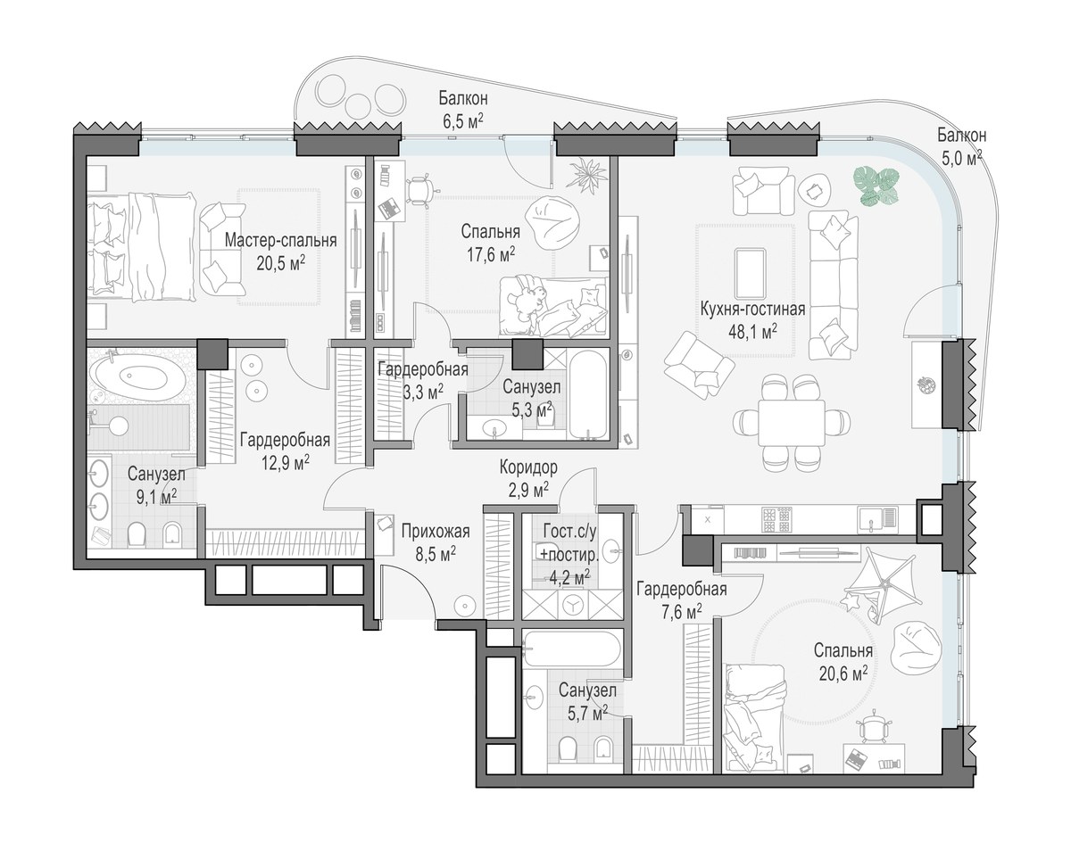 Планировка 169.3 м²