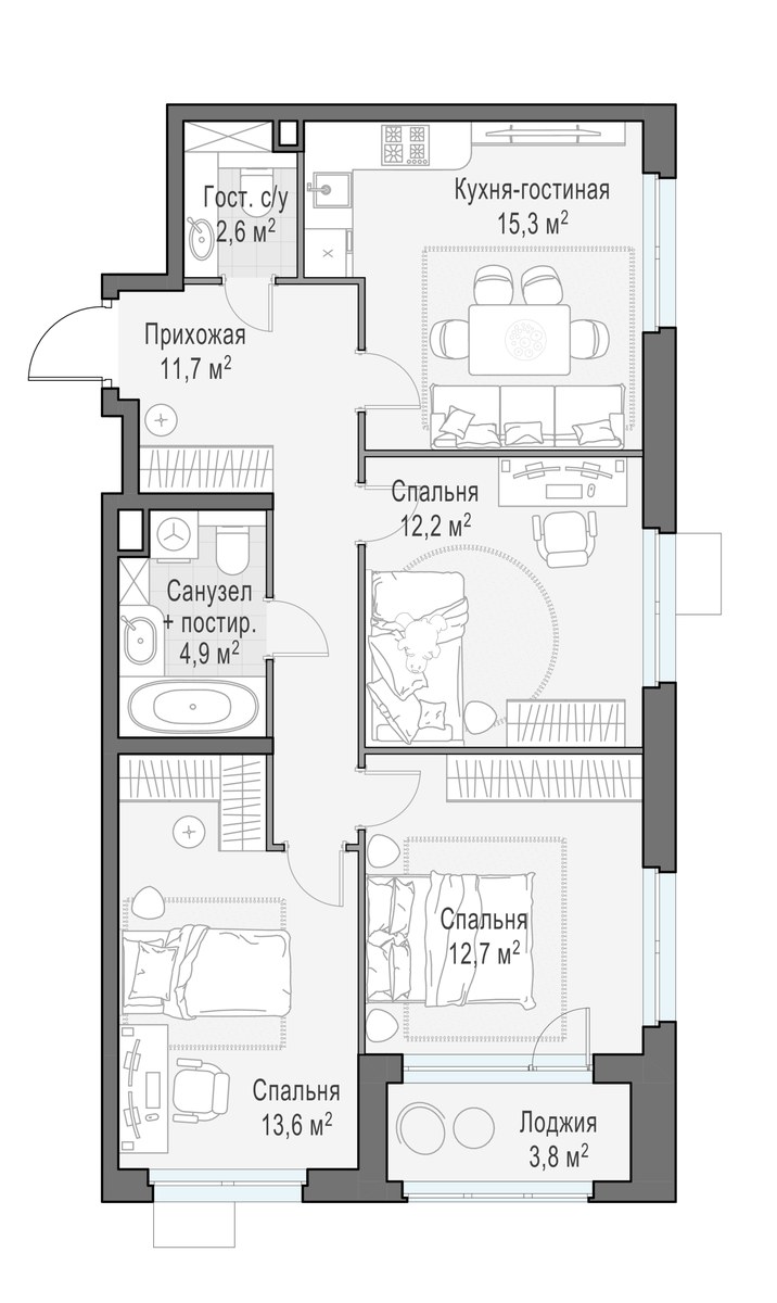 Планировка 73.0 м²