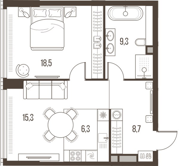 Планировка 58.1 м²