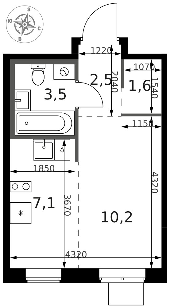 Планировка 25.5 м²