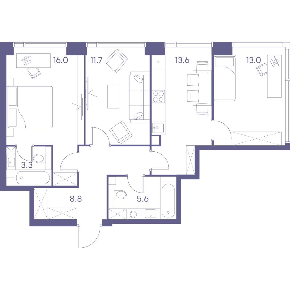 Планировка 72.0 м²