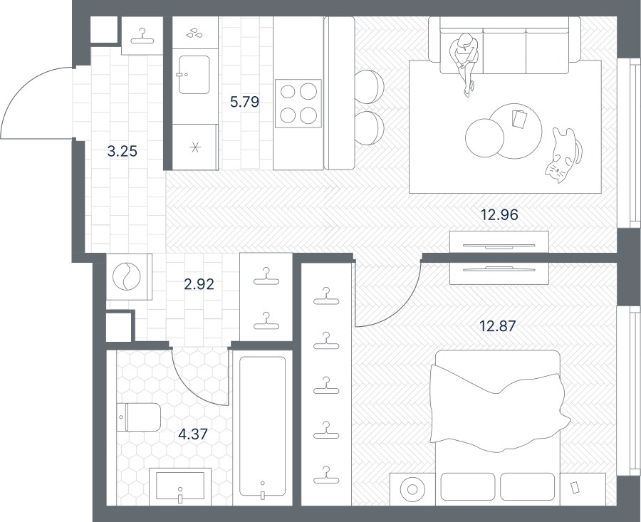 Планировка 42.16 м²
