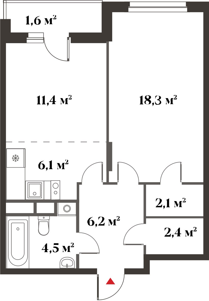 Планировка 51.0 м²