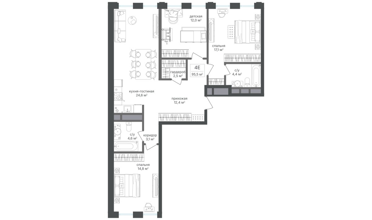 Планировка 95.3 м²