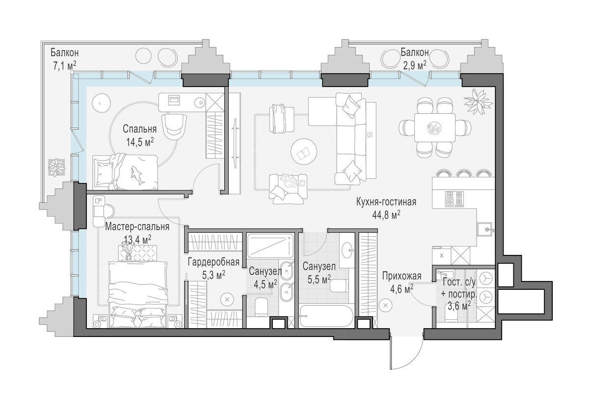 Планировка 98.1 м²