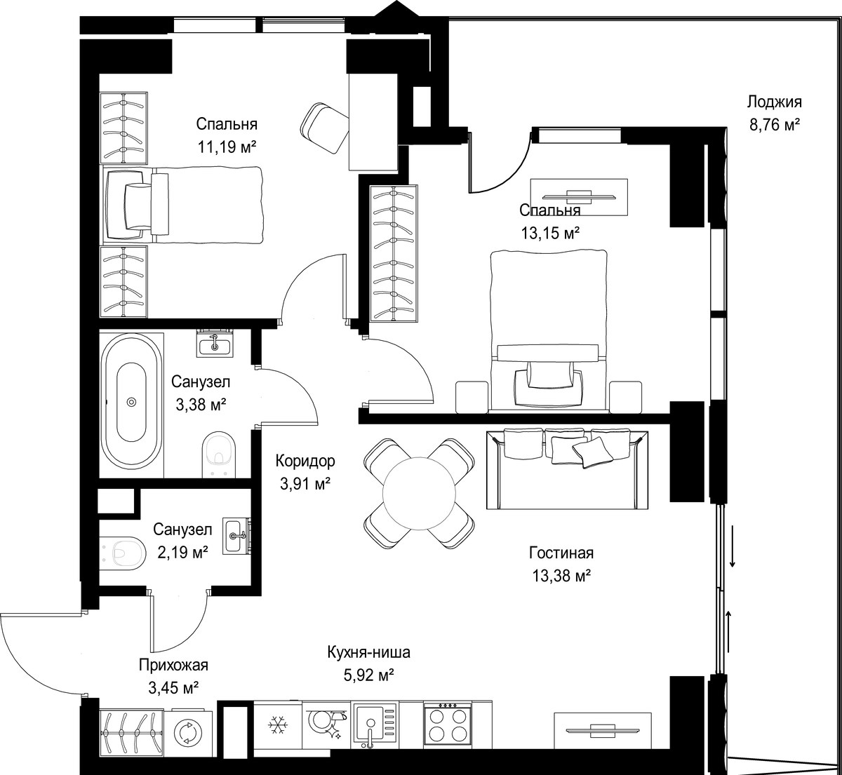 Планировка 65.33 м²