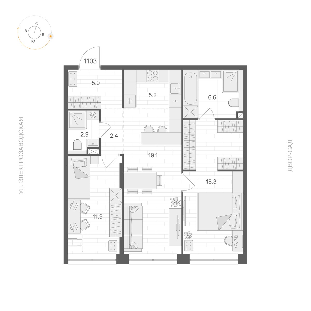 Планировка 71.4 м²