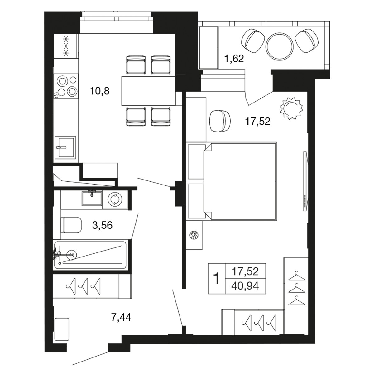Планировка 39.3 м²