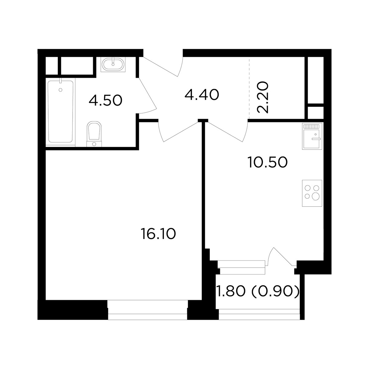Планировка 38.6 м²