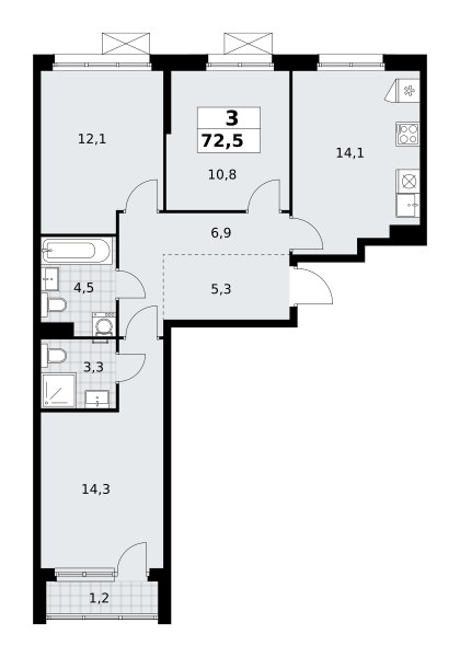 Планировка 72.5 м²