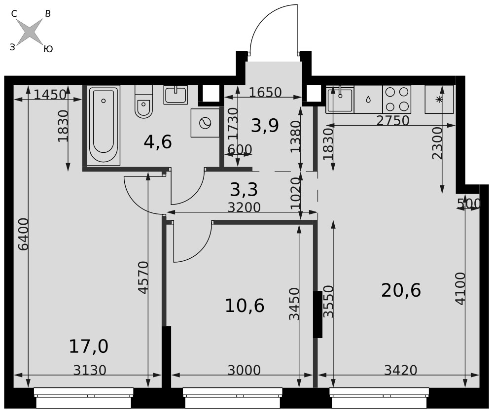 Планировка 60.0 м²